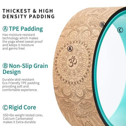 Yoga Wheel for Stretching & Flexibility to Help Back Aches & Tension, Deep Tissue Muscle Massage. Back Roller Wheel with E...