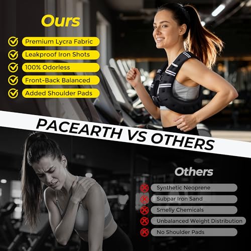 PACEARTH Weighted Vest,6lb/8lb/10lb/12lb/16lb/20lb/25lb/30lb Weight Vest with Reflective Stripe, Body Weight Vests for Wom...