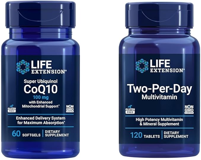 Life Extension Super Ubiquinol CoQ10 Heart & Cell Energy Support with Two-Per-Day High Potency Multi-Vitamin & Mineral Supplement, 60 Softgels & 120 Tablets