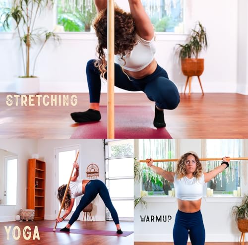 Materos 5ft Yoga Stick Made from Natural Bamboo - Yoga Dowel, Mobility and Exercise Stick for Workout, Stretching, Flexibi...