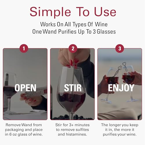 PureWine The Wand Wine Purifier - Red & White Wine Filters for Histamines & Sulfites, Sulfite Remover Sticks, Helps Allerg...