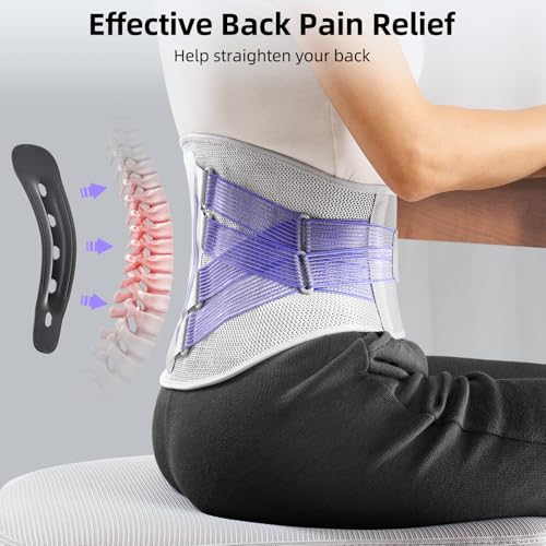 FREETOO Back Brace for Lower Back Pain Women with Bionic Support System, Adjustable Knitted Lumbar Support Belt, Breathabl...