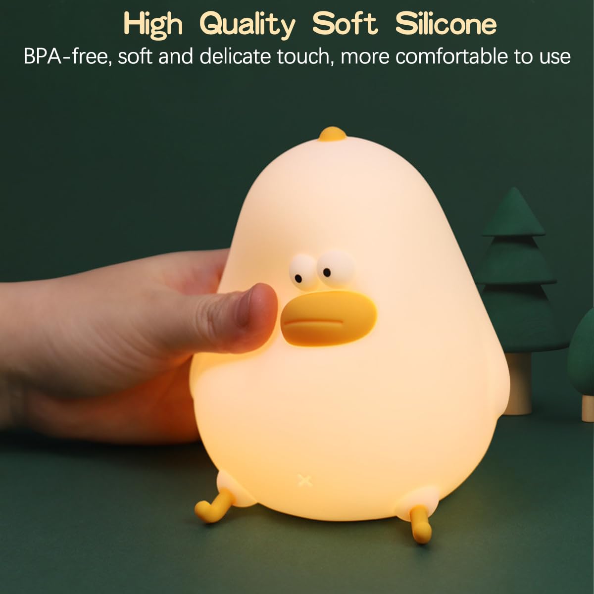 LEDHOLYT Night Light for Kids, Cute Silicone Chick Lamp, Kawaii Bedside Lamp for Bedroom, Soft Material, Chicke Color