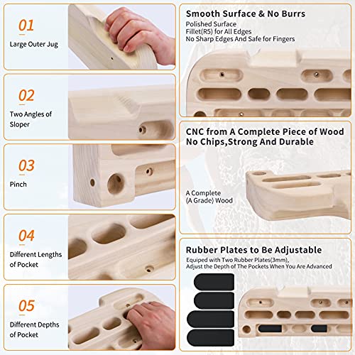 TWO STONES Wooden Hangboard Rock Climbing Pull Up Bar Designed Training for Climbing, Wooden Fingerboard Climbing Training...