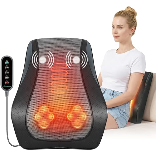 Snailax Shiatsu Back Massager for Back Pain Deep Tissue, Lower Back Neck Massager with Heat, 3D Kneading Back Massager for...