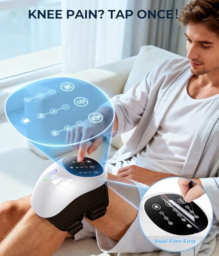 SPATOES Cordless 360° Knee Massager with 1-Second Heat & Red Light Therapy for Joint Pain Relief, 3 Intensities Ideal for ...