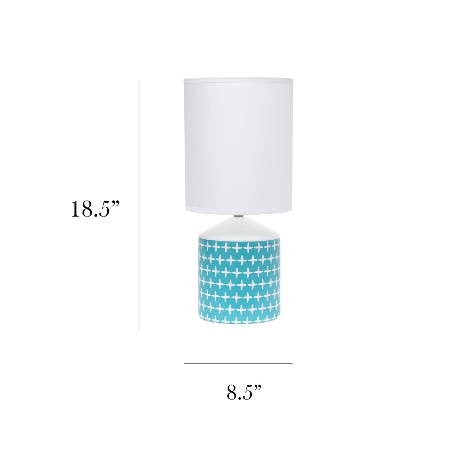 Simple Designs Table Lamp LT2077-CRS Ceramic Cross Pattern Blue 8.5inL x 8.5inW x 18.5inH