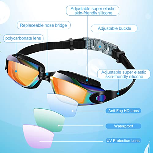 Fabbay 6 Pack Swim Goggles for Adult Anti Fog Swimming Glasses No Leaking Full Protection Pool Goggles for Women Men Youth