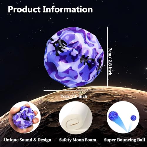 Tendry Moon Ball, Extreme High Bouncing Ball Moon Shape for Kids of All Ages, Improve Hand-Eye Coordination, Easy to Grip ...