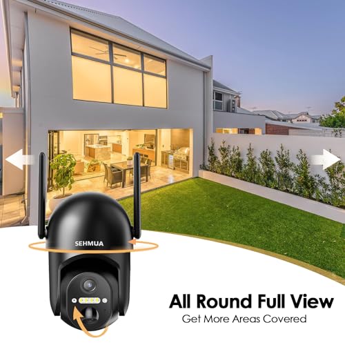 SEHMUA Solar Security Cameras Wireless Outdoor, 2K 360° View Battery Powered Outdoor Camera, WiFi Home Security with Spotl...