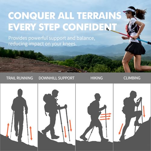 AONIJIE Trekking Poles 2-Pack - Anti-Shock Ultra-Light Collapsible Walking & Hiking Sticks for Trail Running, Backpacking,...