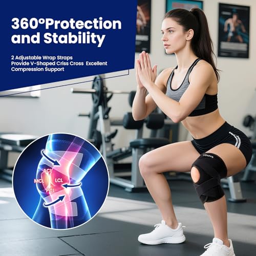 JOMVD Knee Brace for Knee Pain, Meniscus Tear, ACL, Adjustable Knee Support with Side Spring Stabilizers for Meniscus Tea...