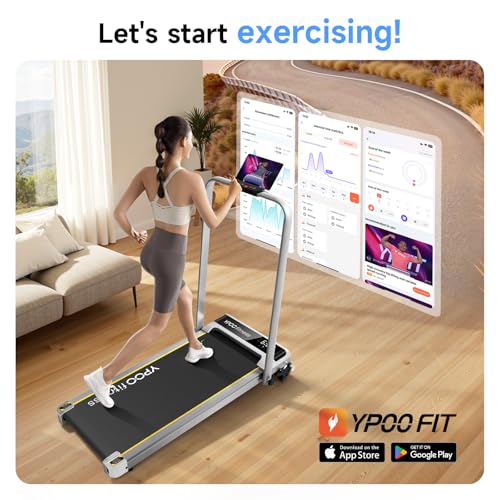 YPOO Walking Pad with Handles, Walking Pad Treadmill with Incline, 3 in 1 Foldable Treadmills for Home Office, Portable Un...