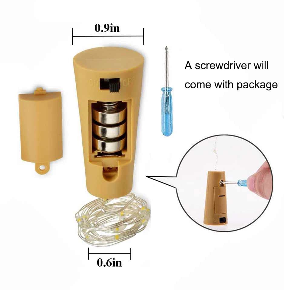LoveNite LED Bottle Cork Lights, 10-Pack, Copper Wire, Battery Powered, Fairy String Lights, 10 Colors