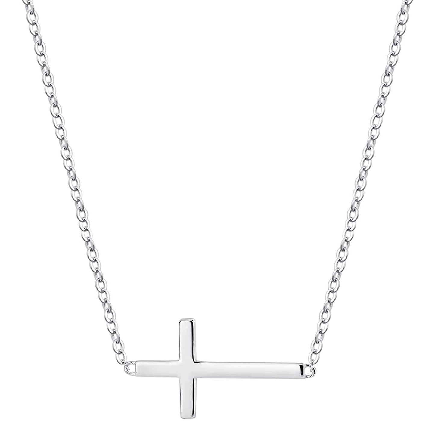 XOYOYZU Tiny Cross Pendant Necklace for Women Simple Cross Necklaces Mothers Day Birthday Gifts for Women (Transverse cross)