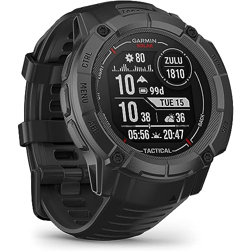 Garmin Instinct 2X Solar - Tactical Edition, Solar Charging, Rugged GPS Smartwatch, Built-in Flashlight, Ballistics Calcul...