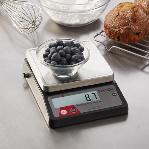 Taylor TE10FT 11-Pound Commercial Digital Portion Control Scale, 11 lb (5 kg) in 0.1 oz (1 g) Food and Cooking Scale, Tare...