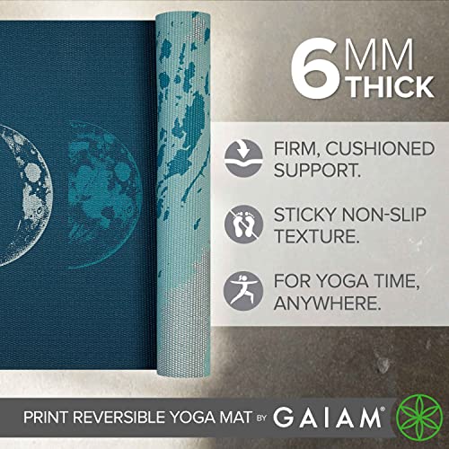Gaiam Yoga Mat - Premium 6mm Print Reversible Extra Thick Non Slip Exercise & Fitness Mat for All Types of Yoga, Pilates &...