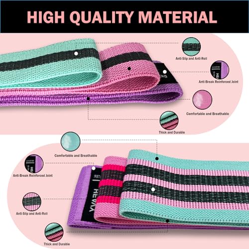 KANGFITER Long and Short Fabric Resistance Bands with Door Anchor 7 PCS, Non-Slip Stretch Booty Bands for Working Out Wome...