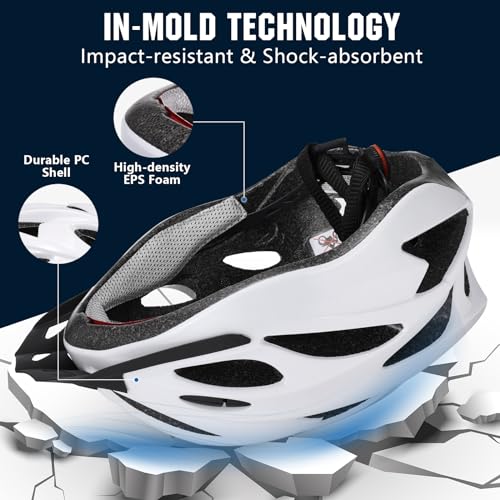 Zacro Lightweight Adult Bike Helmet - Comfortable with Pads & Visor, Certified for Men, Women, Youth - Ideal for Mountain...