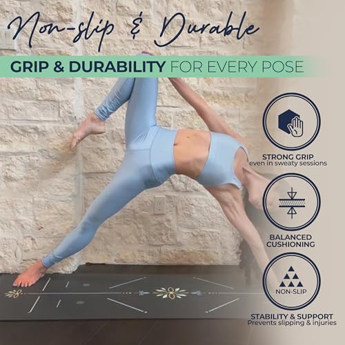 Y O Gayo Eco Balance Yoga Mat with Carry Strap – Superior Grip, Non-Slip, Durable & Lightweight, Sustainable Natural Rubbe...