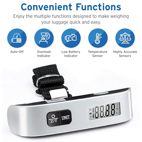 Etekcity Luggage Scale, Travel Essentials, Digital Suitcase Weight Scales for Travel Accessories, Hanging Baggage Scale wi...