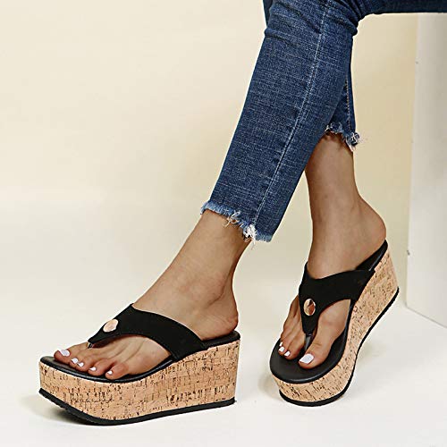 JEUROT Beach Sandals for Women Summer Casual Wedge Thong Sandal Slip On Platform Flip Flops Comfortable Walking Shoes