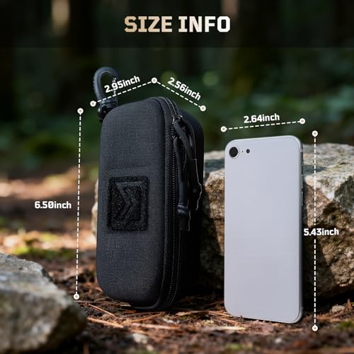 1TG Tactical Molle Sunglasses Case Hard Shell - 180° Zipper Eyeglass Case with 360° Rotatable Clip, Shockproof Glasses Cas...