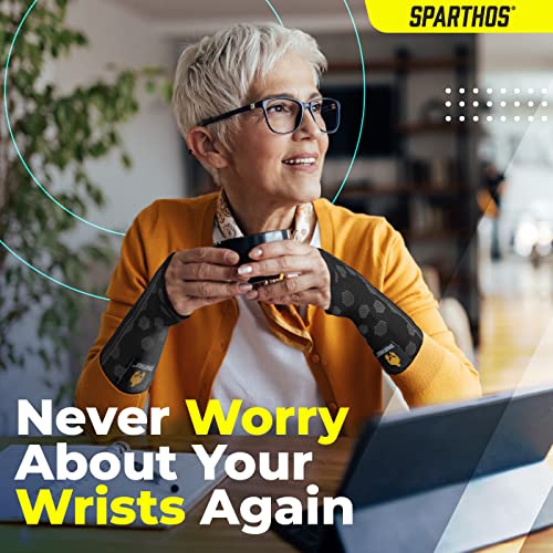 Sparthos Wrist Support Sleeves (Pair) – Compression Wrist Brace for Men and Women - Carpal Tunnel Tendonitis Arthritis Pai...