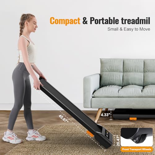 HiFast Walking Pad, 2.5HP Under Desk Treadmill for Home Office, 300 Lbs Capacity Portable Treadmills with Remote Control &...