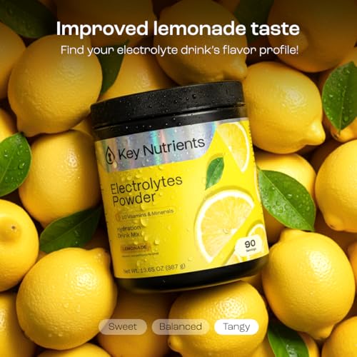 KEY NUTRIENTS Multivitamin Electrolytes Powder No Sugar - Refreshing Lemonade Electrolyte Powder - Sodium & Energy Supplem...