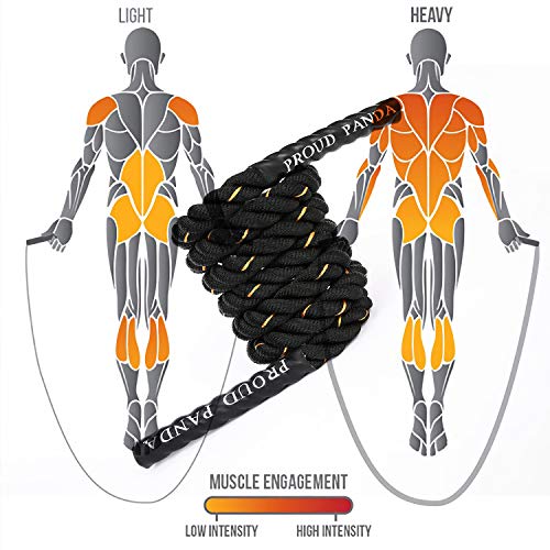 Heavy Jump Ropes for Fitness 2LB/3LB/5LB,Weighted Adult Skipping Rope Exercise Battle Ropes for Men & Women,Total Body Wor...