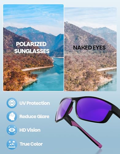 DEAFRAIN Polarized Sports Sunglasses for Men Women, Ideal for Running Fishing Driving Unbreakable Frame with UV Protection