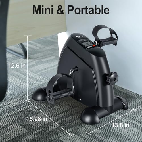 Mini Exercise Bike, himaly Under Desk Bike Pedal Exerciser Portable Foot Cycle Arm & Leg Peddler Machine with LCD Screen D...