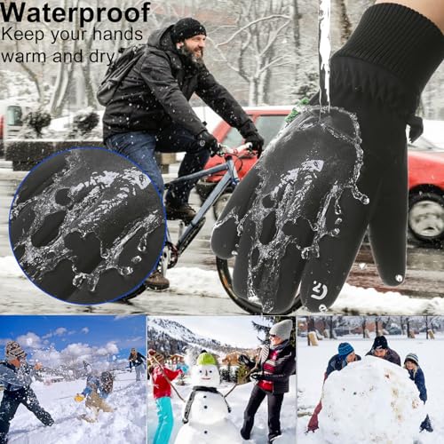 weiatas Winter Warm Gloves for Men Women Waterproof, Touchscreen Cold Weather Gloves for Cycling Driving Hiking Running Wo...