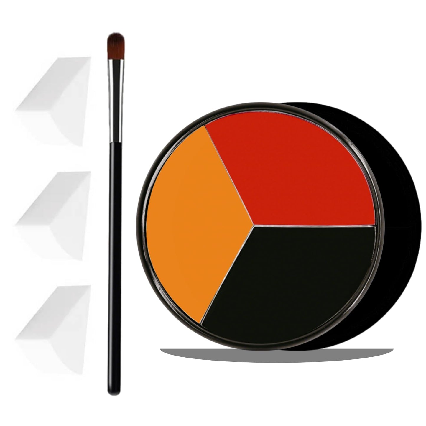 VPCRT6 Black Red Orange Face Body Paint, with 3PCS Sponge and 1PC Brush, Face Painting Kit with Applicator for Halloween Makeup,