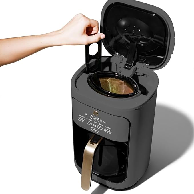 Beautiful Coffee Maker, 14-Cup, Touch-Activated Display, Programmable, Automatic Shut-Off, 1200W, Keep Warm, 24h Timer (Oyster Grey)