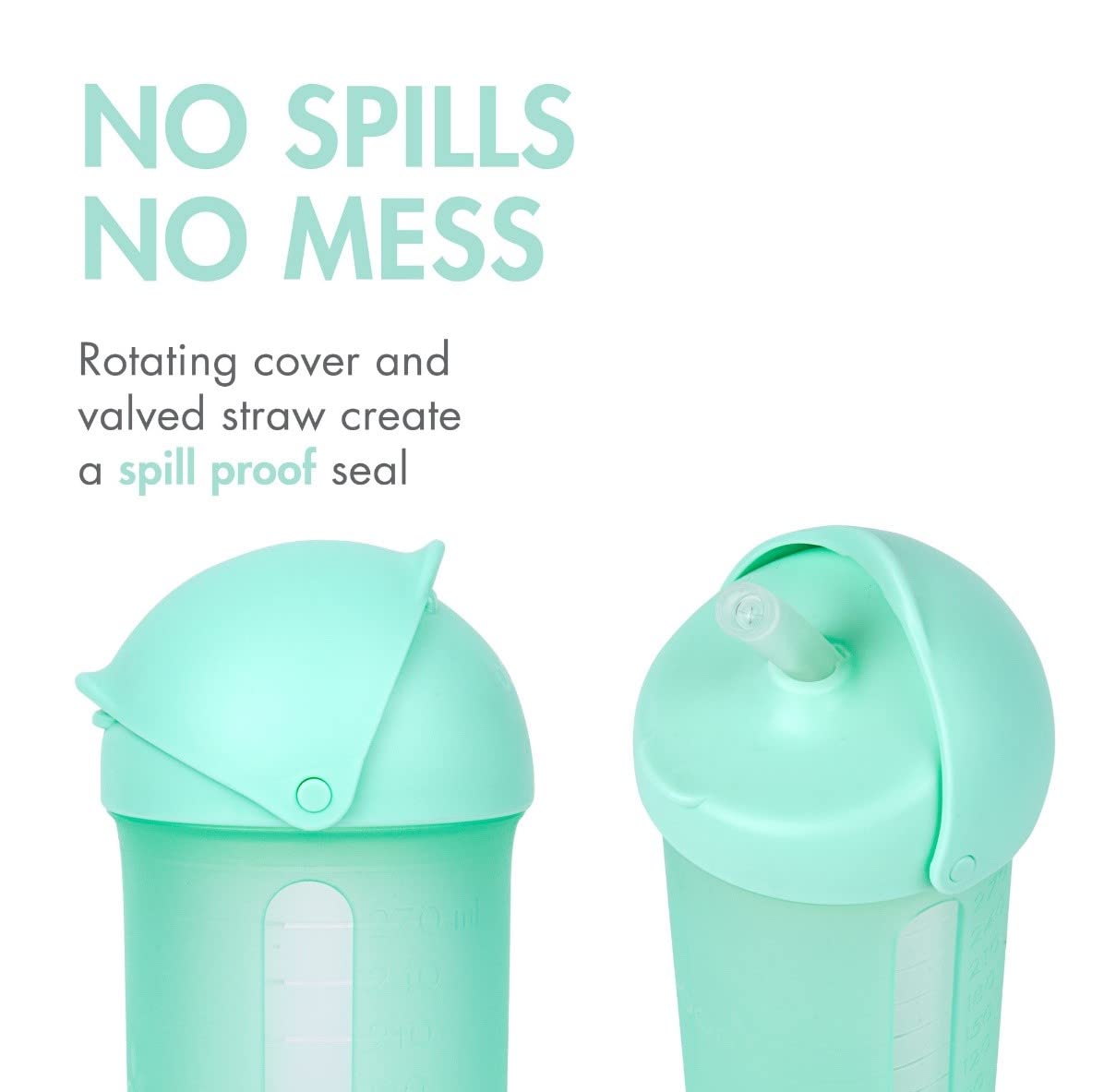 Boon Swig Insulated Silicone Straw Sippy Cup - Flip Top Spill Proof Toddler Straw Cups - Baby and Toddler Feeding Supplies - Baby Travel Essentials - 9 Oz - Mint