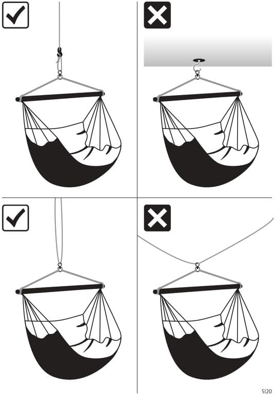 La Siesta® Large Comfort Habana Cotton Hanging Hammock Chair, Indoor Outdoor Hammock Swing Chair, Boho Hanging Chair Bedroom Patio, Max 285 Lbs, Azure