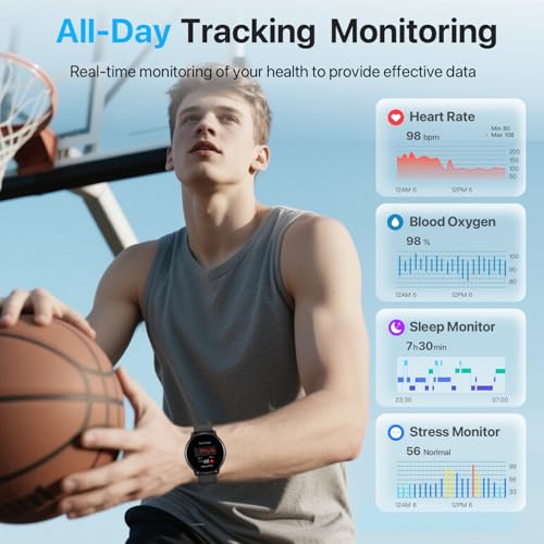 DIVElink Smart Watch for Men Women Bluetooth Notifications/Calls,100+ Sports Mode Fitness Tracker with Heart Rate/Sleep Mo...