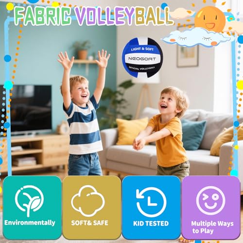 NEOGOAT Soft Volleyball for Indoor Practice-Super Soft & Silent Fabric Indoor Volleyball Lightweight for Kids Youth Beginn...