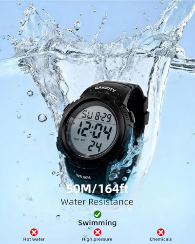 CakCity Mens Digital Watch Military Waterproof Outdoor Large Face Sports Watches with Stopwatch Back Light Alarm Date LED ...
