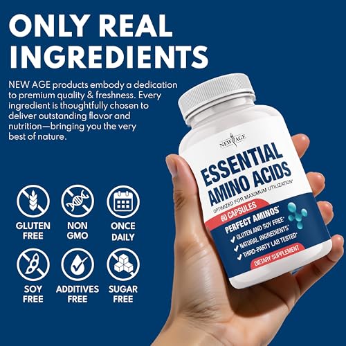 NEW AGE Amino Acid Complex – 20 Aminos with BCAAs, L-Glutamine, L-Arginine & Hyaluronic Acid – Supports Recovery, Energy, ...
