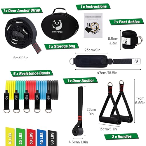 Slim Panda Door Anchor Strap for Resistance Bands, Door Resistance Bands for Workouts, Strength Training, Portable Door Gy...