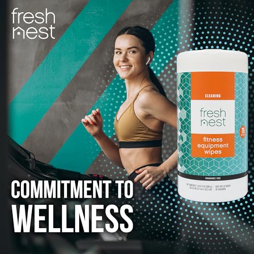 Fresh Nest Fitness Equipment Wipes - Cleaning Wipes for Yoga Mats, Pilates Studios, Gyms, Peloton & Cycle Bikes, Spas - Fr...