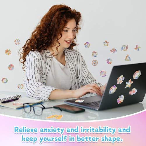 102 Pieces Calm Anxiety Sensory Stickers, 2 Different Surface Texture Styles, Breathing Mindfulness Textured Stickers for ...