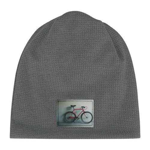 Retro Bicycle Pattern Print Lightweight Waffle Pullover Hat Men Women Winter Headwear Outdoor Camping Travel