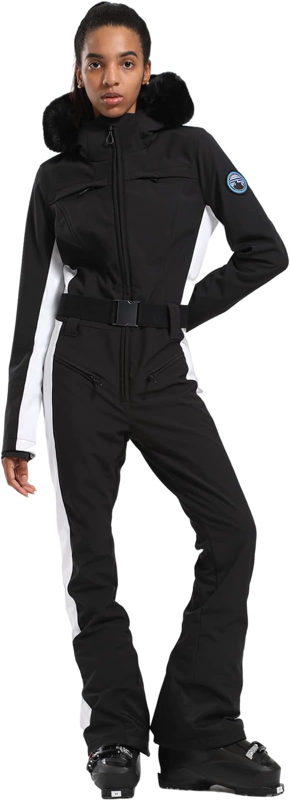 GSOU SNOW Womens Ski Suit One Piece Snowsuit Snowboard Slim Insulated Jumpsuit Jacket Waterproof Windproof for Outdoor Sports