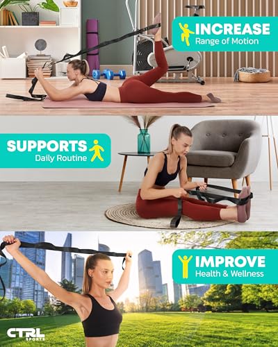 Stretching Strap Non Elastic Yoga Strap with Loops - Stretching Band for Physical Therapy, Stretch Bands for Exercise and ...