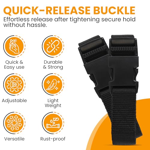 Harrier Hardware Utility Strap with Quick-Release Buckle, Black, 72-Inch, 6-Pack